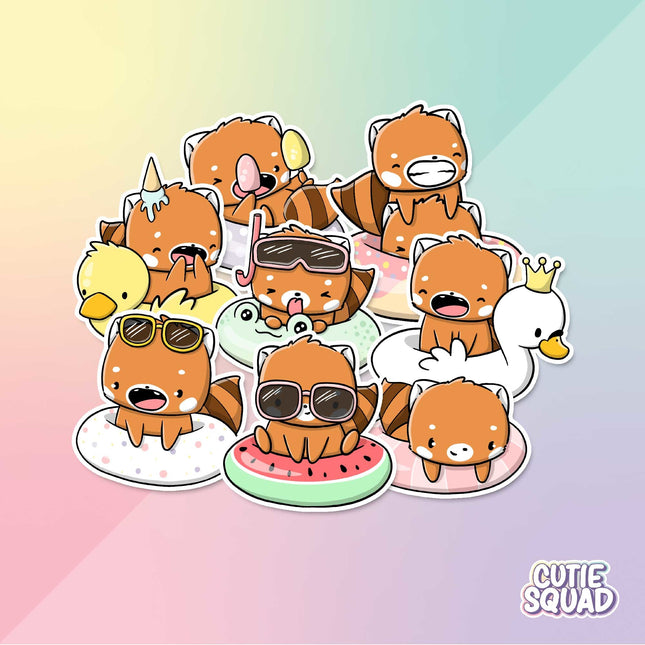 CutieSquad Stickerset - Poolfloat Red Pandas