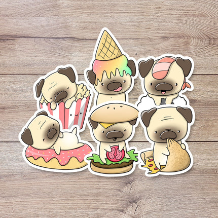 CutieSquad Stickerset - Pugs with food