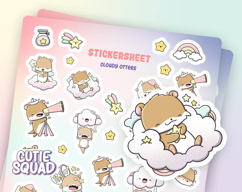 CutieSquad Stickervel - Cloudy Otters