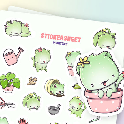 CutieSquad Stickervel - Plant life Cactus Cats