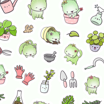 CutieSquad Stickervel - Plant life Cactus Cats