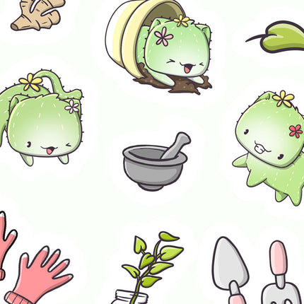 CutieSquad Stickervel - Plant life Cactus Cats