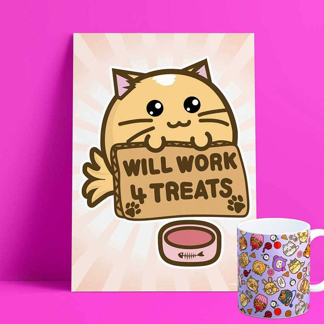 Fuzzballs Print A4 - Will Work For Treats