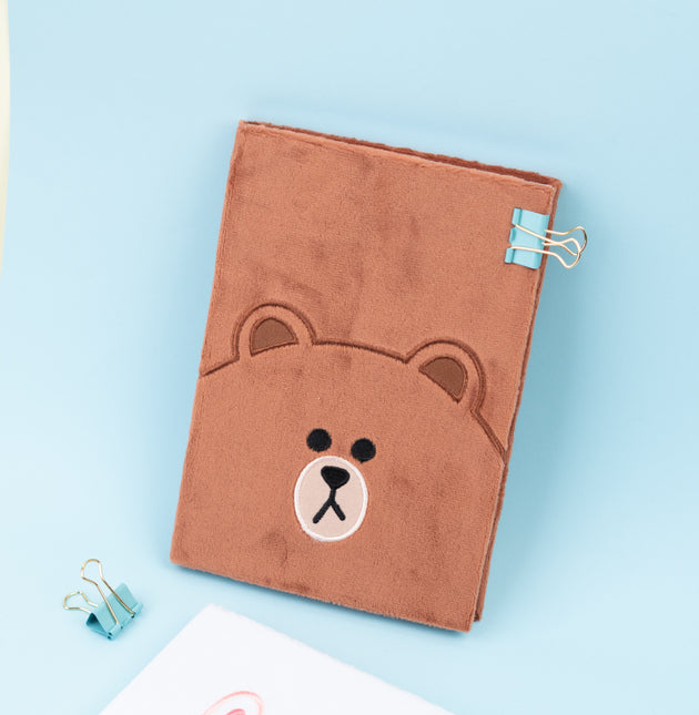 LINE FRIENDS Line Friends A5 pluche notebook - Brown