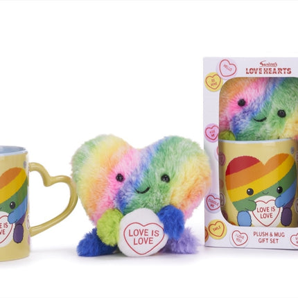 Love Hearts Cadeauset regenboog hart - Love is love - mok en knuffel